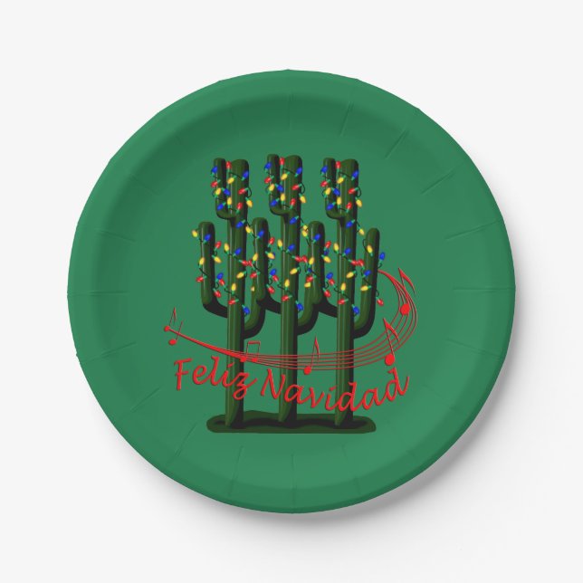 Christmas Fiesta Feliz Navidad 7" Party Plates (Front)
