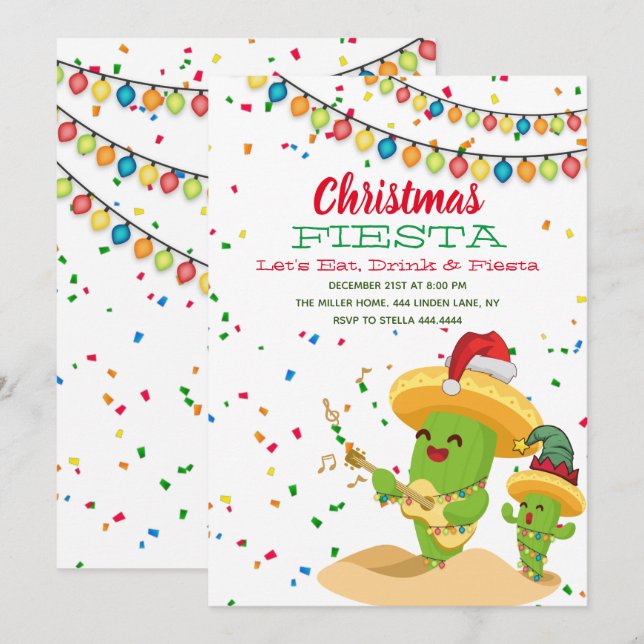 Christmas Fiesta Holiday Party Invitation (Front/Back)