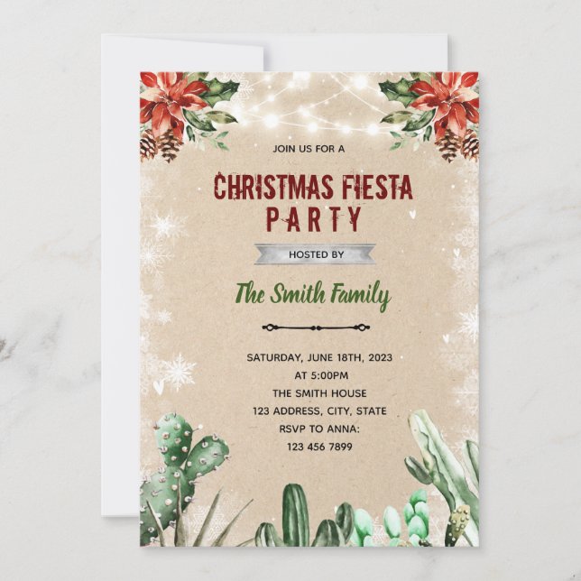 Christmas fiesta theme invitation (Front)