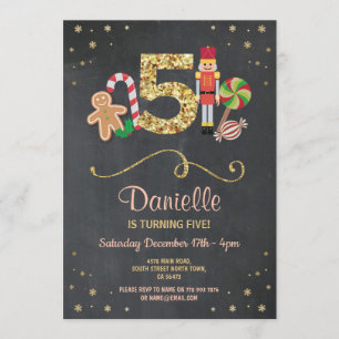 Christmas Fifth 5 Birthday Holidays 5 Invite