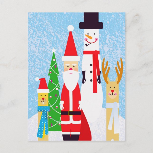 Christmas Figures Holiday Postcard (Front)