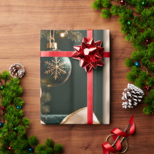 Christmas Filled Navy Gold Wrapping Paper