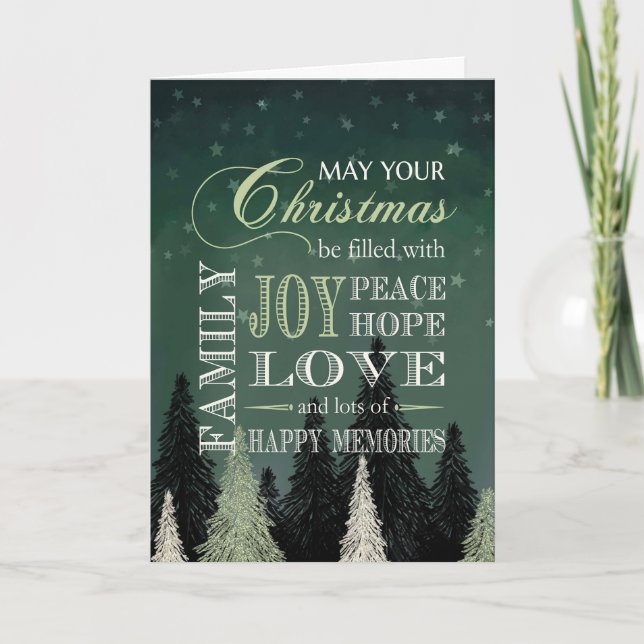 Christmas Filled with Joy Peace Hope Love Family  Card (Front)