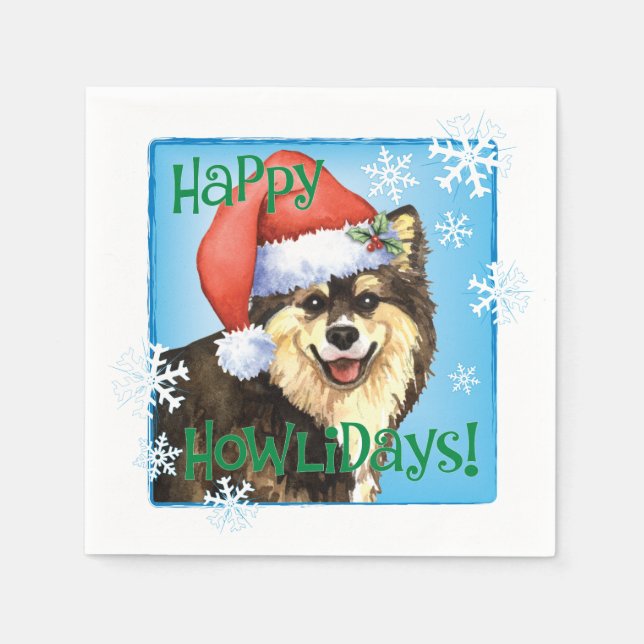 Christmas Finnish Lapphund Napkins (Front)