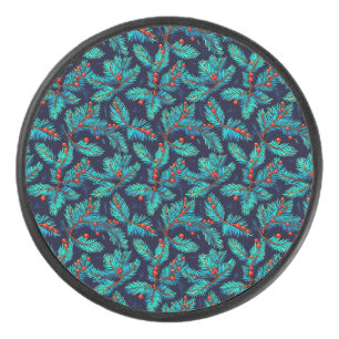 Christmas Fir Branch Pattern-82397 Hockey Puck