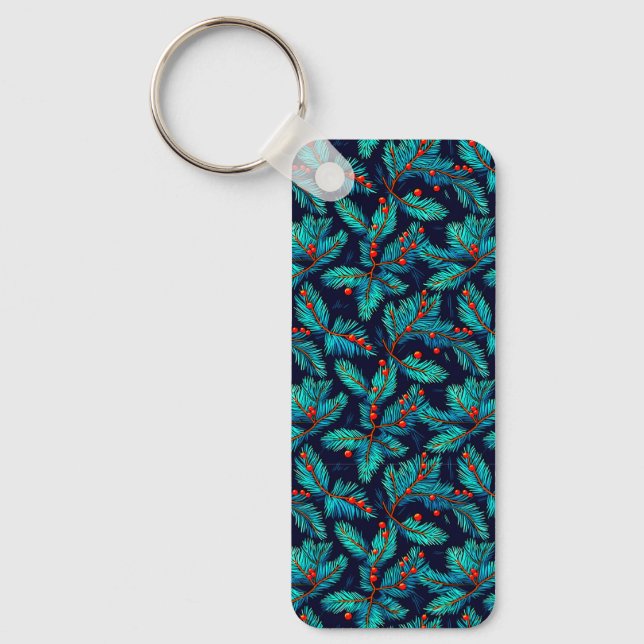 Christmas Fir Branch Pattern-82397 Key Ring (Front)