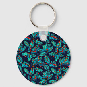 Christmas Fir Branch Pattern-8239 Key Ring