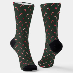 Christmas fir green red cute candy cane elegant socks