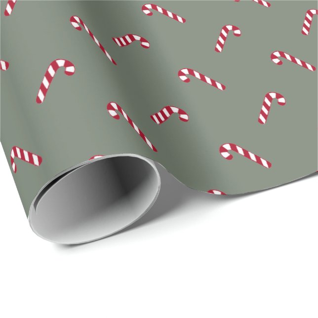 Christmas fir spruce green red candy cane cute wrapping paper (Roll Corner)