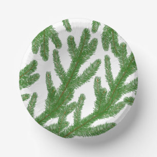 Christmas fir tree branches paper plate