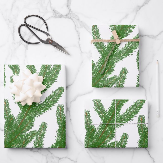 Christmas fir tree branches  wrapping paper sheet (Front)