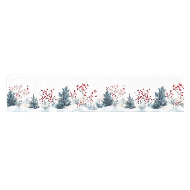 Christmas fir trees and berries short table runner (Horizontal)