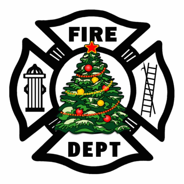 Christmas Firefighter Photo Sculpture Decoration (Front)