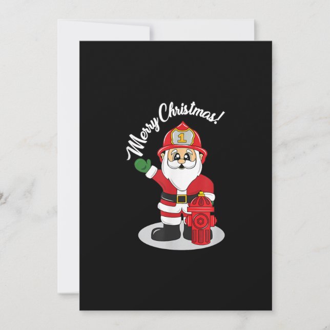 Christmas Firefighter Santa Winter Holiday Card (Front)