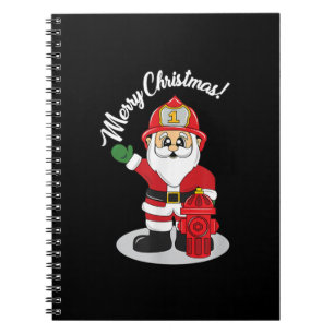 Christmas Firefighter Santa Winter Notebook