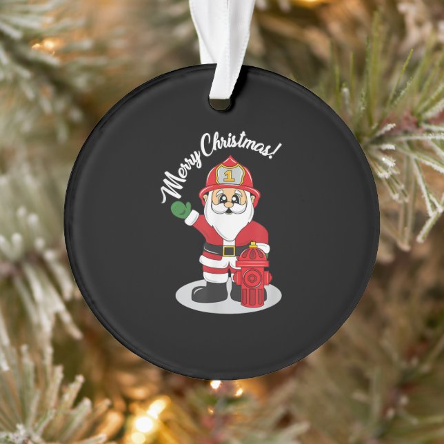 Christmas Firefighter Santa Winter Ornament (Tree)