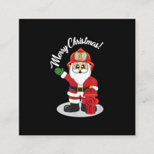 Christmas Firefighter Santa Winter Square Business Card