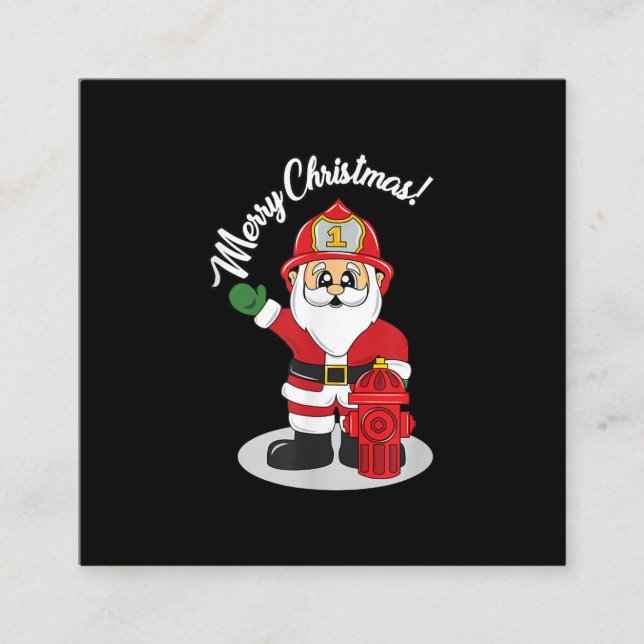 Christmas Firefighter Santa Winter Square Business Card (Front)