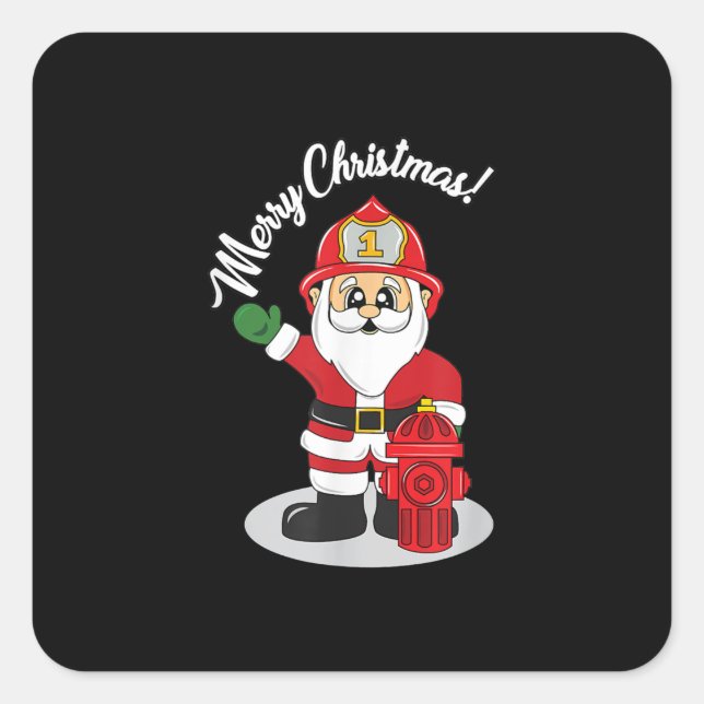 Christmas Firefighter Santa Winter Square Sticker (Front)