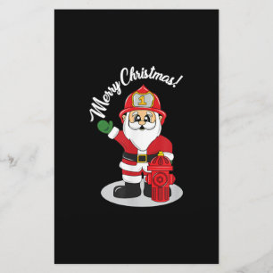 Christmas Firefighter Santa Winter Stationery