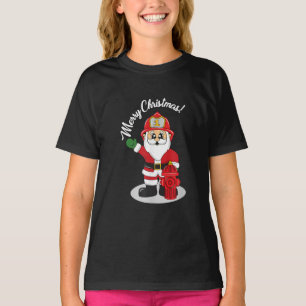 Christmas Firefighter Santa Winter T-Shirt