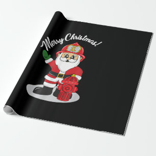 Christmas Firefighter Santa Winter Wrapping Paper