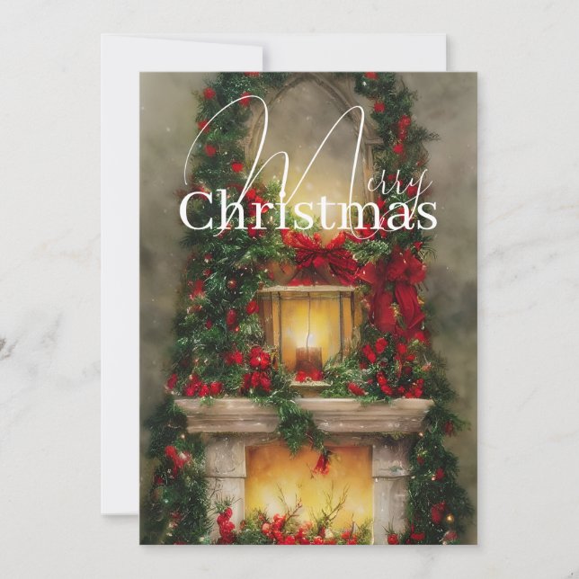 Christmas fireplace budget  holiday card (Front)