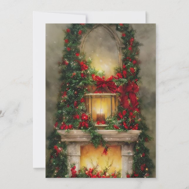 Christmas fireplace budget  holiday card (Front)