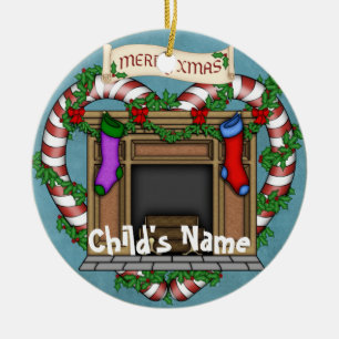 Christmas fireplace ceramic tree decoration