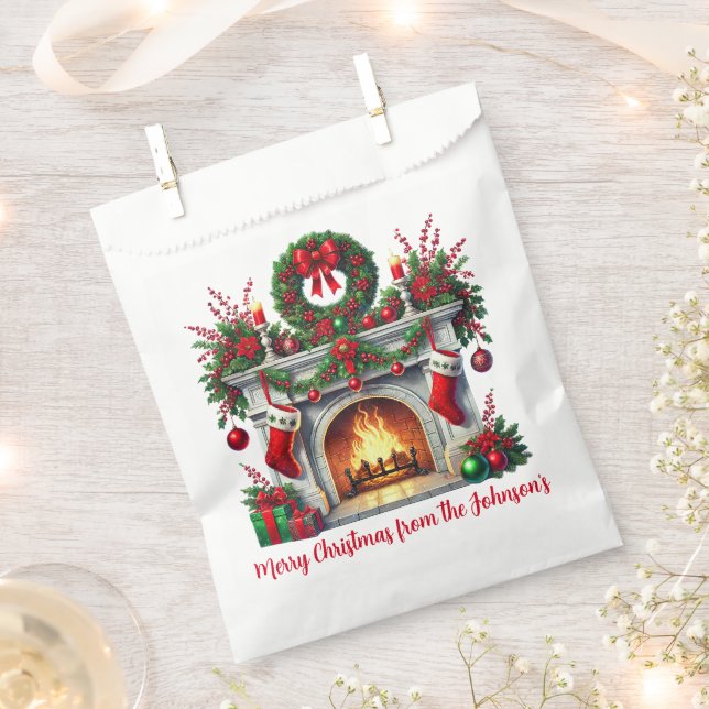 Christmas Fireplace Favour Bags (Clipped)