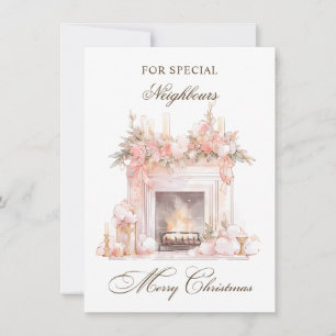 Christmas Fireplace Neighbours Holiday Card