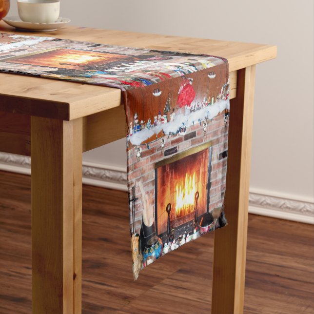 CHRISTMAS FIREPLACE  SHORT TABLE RUNNER (In Situ)