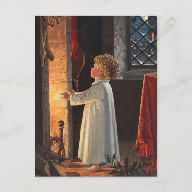 Christmas Fireplace, Stockings and a Child Holiday (Front)