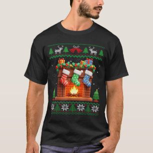 Christmas Fireplace Stockings Funny Ugly Christmas T-Shirt