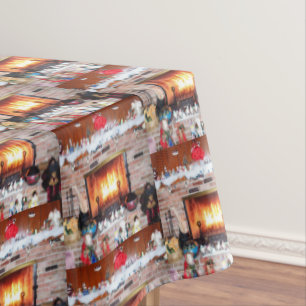 CHRISTMAS FIREPLACE  TABLECLOTH