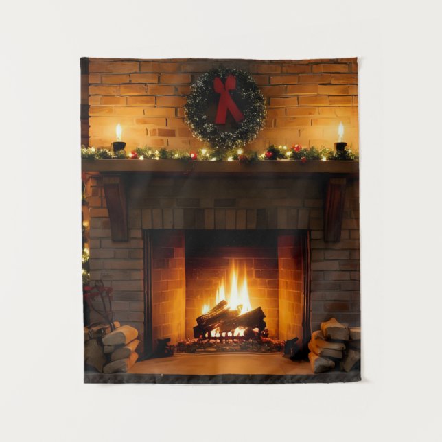 Christmas Fireplace Tapestry (Front)