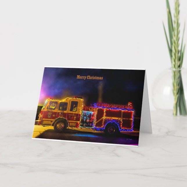 Christmas Firetruck Holiday Card (Front)