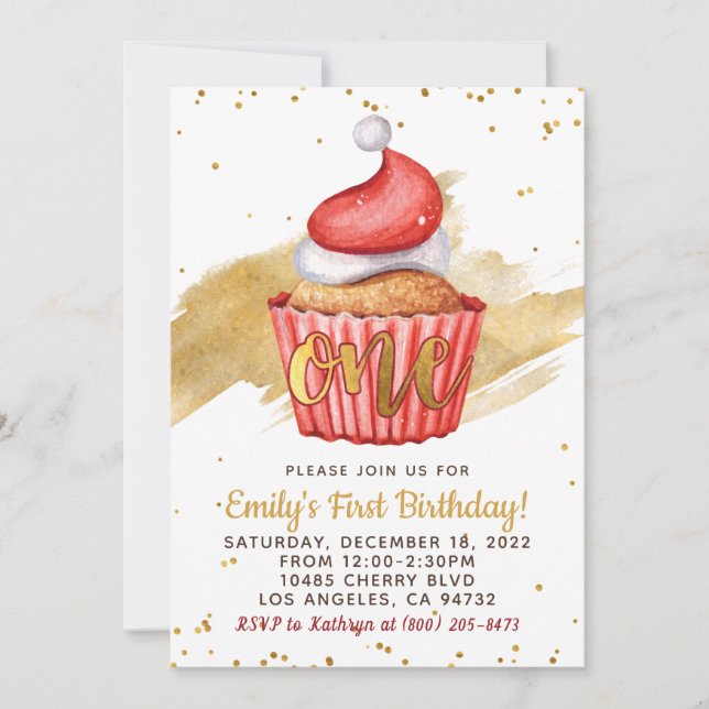 Christmas First Birthday Invitation (Front)