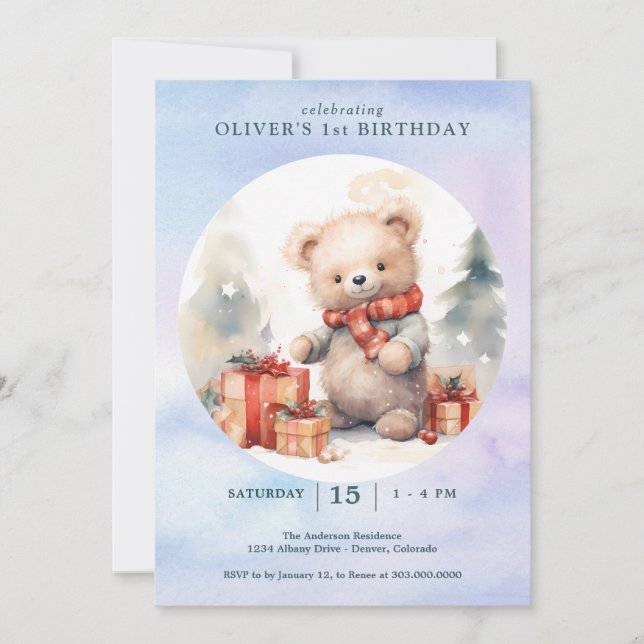 Christmas First Birthday Invitation (Front)