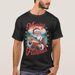 Christmas Fish US Flag Xmas Patriotic Fishing T-Shirt