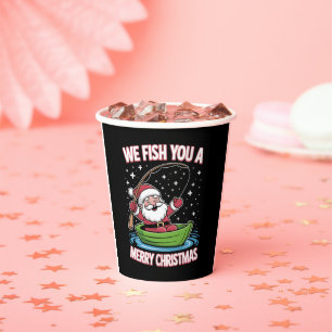 Christmas Fisherman Fishing Funny Cool Santa Claus Paper Cups
