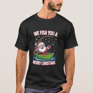 Christmas Fisherman Fishing Funny Cool Santa Claus T-Shirt