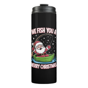 Christmas Fisherman Fishing Funny Cool Santa Claus Thermal Tumbler