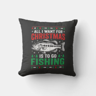 Christmas Fishing Bass Ugly Sweater Cushion
