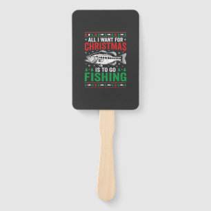 Christmas Fishing Bass Ugly Sweater Hand Fan