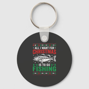 Christmas Fishing Bass Ugly Sweater Key Ring