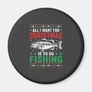 Christmas Fishing Bass Ugly Sweater Magnet
