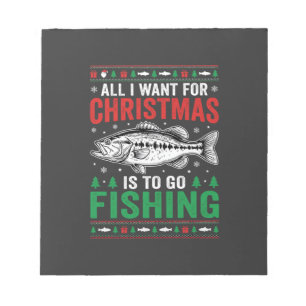 Christmas Fishing Bass Ugly Sweater Notepad