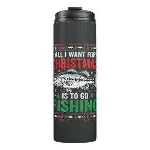 Christmas Fishing Bass Ugly Sweater Thermal Tumbler