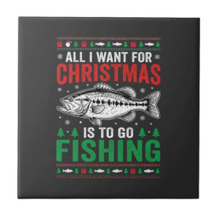 Christmas Fishing Bass Ugly Sweater Tile